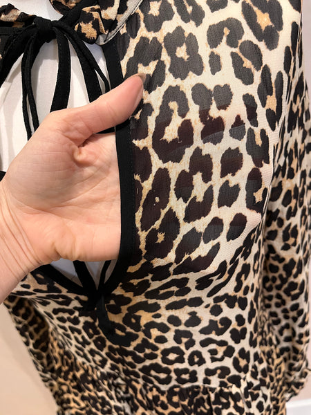 Ganni Baby Doll Leopard Dress 38