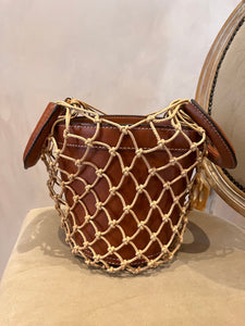 Staud Moreau Macram And Leather Bucket Bag Threads and Fibre