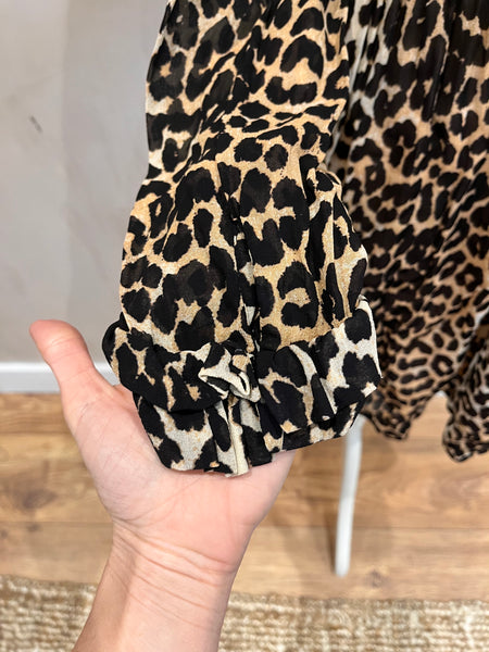 Ganni Baby Doll Leopard Dress 38