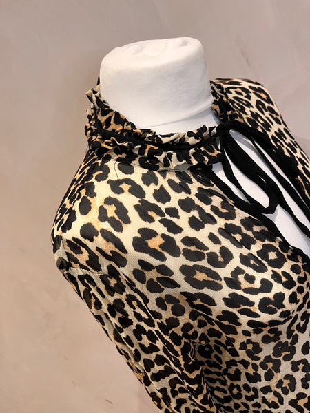 Ganni Baby Doll Leopard Dress 38