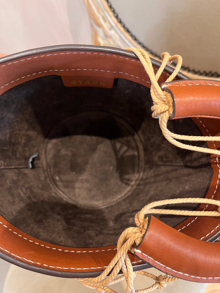 Staud Moreau Macramé And Leather Bucket Bag